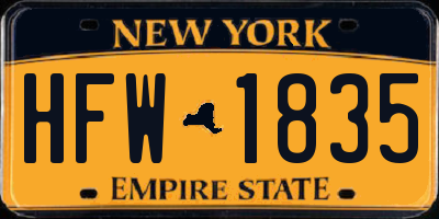 NY license plate HFW1835