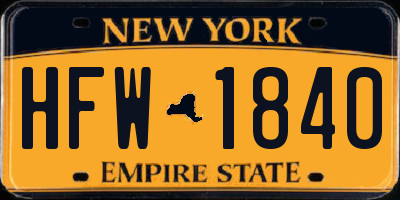 NY license plate HFW1840