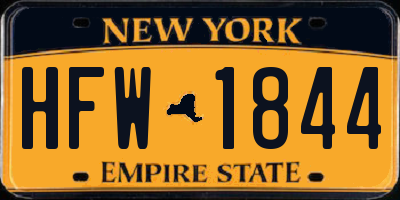 NY license plate HFW1844