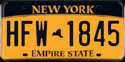 NY license plate HFW1845