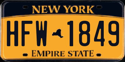 NY license plate HFW1849
