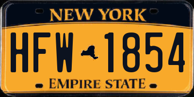 NY license plate HFW1854