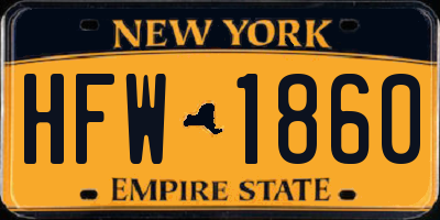 NY license plate HFW1860