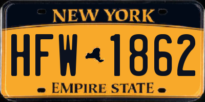 NY license plate HFW1862