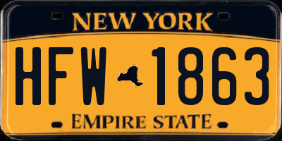 NY license plate HFW1863