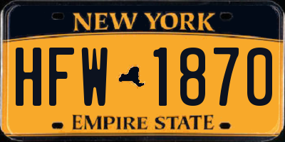 NY license plate HFW1870