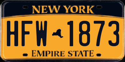 NY license plate HFW1873