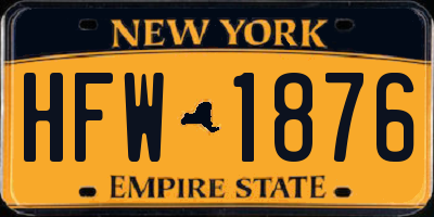 NY license plate HFW1876