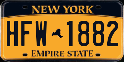NY license plate HFW1882