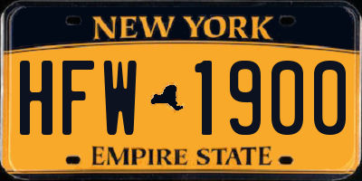 NY license plate HFW1900