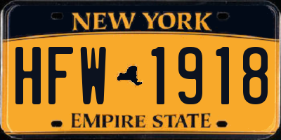 NY license plate HFW1918