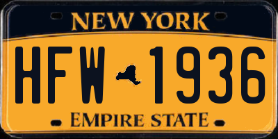 NY license plate HFW1936