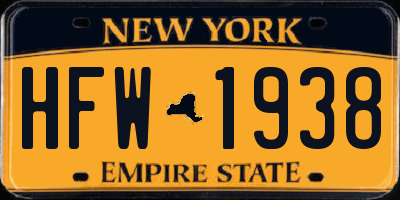 NY license plate HFW1938