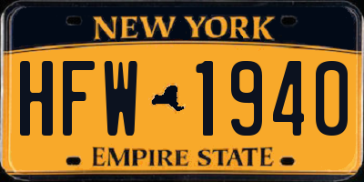 NY license plate HFW1940