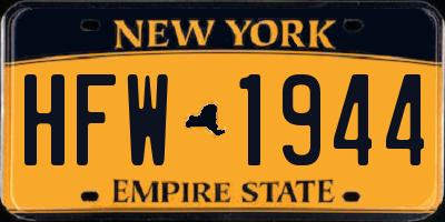 NY license plate HFW1944