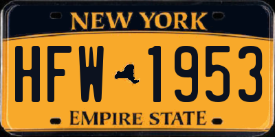 NY license plate HFW1953