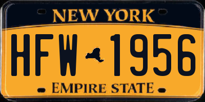 NY license plate HFW1956