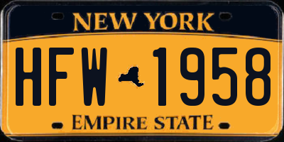 NY license plate HFW1958