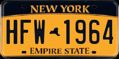 NY license plate HFW1964