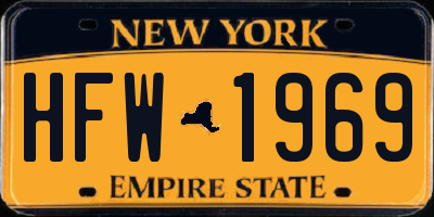 NY license plate HFW1969