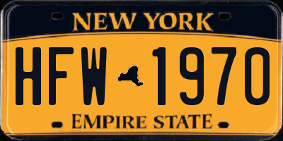 NY license plate HFW1970