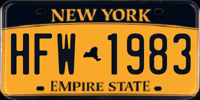 NY license plate HFW1983