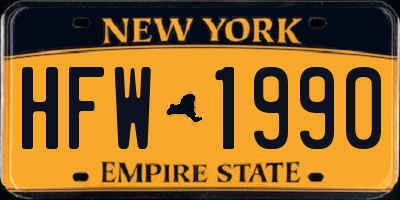 NY license plate HFW1990