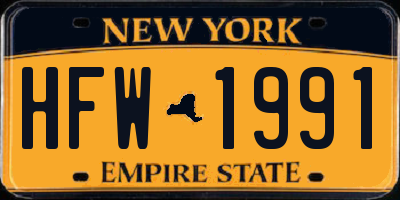 NY license plate HFW1991