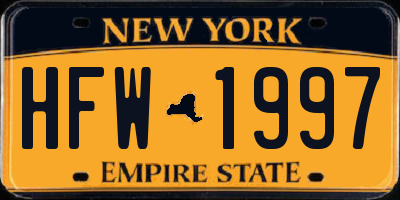 NY license plate HFW1997