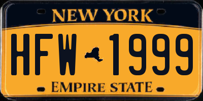 NY license plate HFW1999