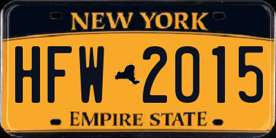 NY license plate HFW2015