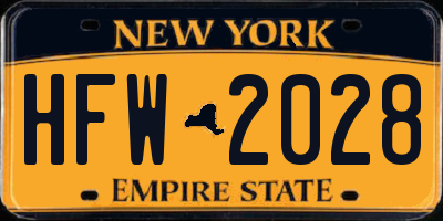 NY license plate HFW2028