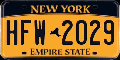 NY license plate HFW2029
