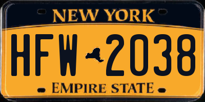 NY license plate HFW2038