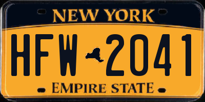 NY license plate HFW2041