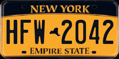 NY license plate HFW2042
