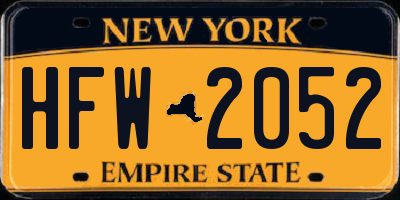 NY license plate HFW2052