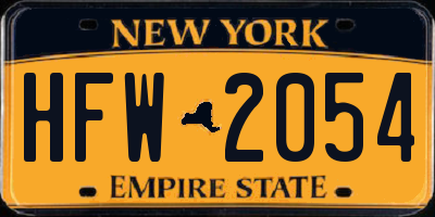 NY license plate HFW2054