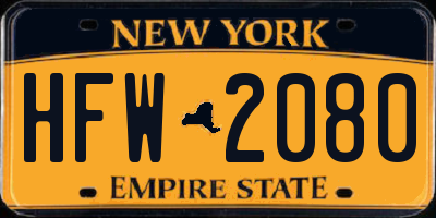 NY license plate HFW2080