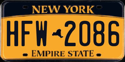 NY license plate HFW2086
