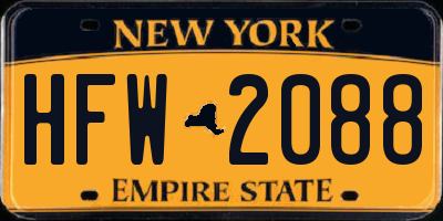 NY license plate HFW2088
