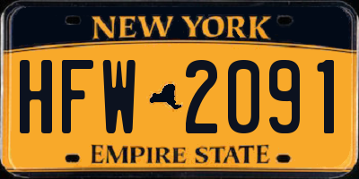NY license plate HFW2091