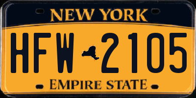 NY license plate HFW2105