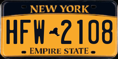 NY license plate HFW2108
