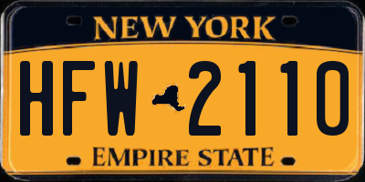 NY license plate HFW2110
