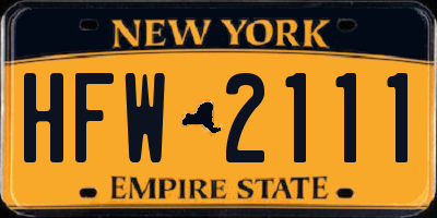 NY license plate HFW2111