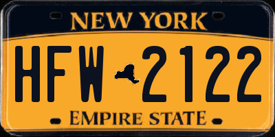 NY license plate HFW2122