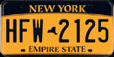 NY license plate HFW2125