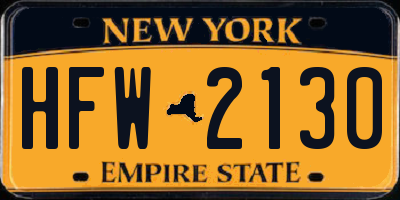 NY license plate HFW2130