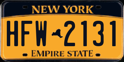 NY license plate HFW2131